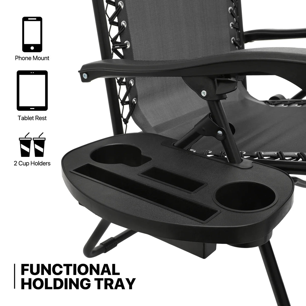 2026 NewMoNiBloom Zero Gravity Chairs Set of 2, Folding Outdoor Patio Beach Recliner with Canopy Shade & Headrest, Black