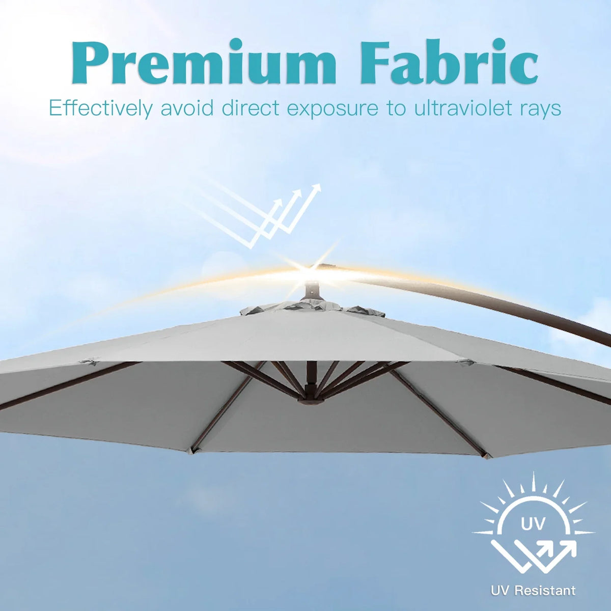 2026 NewJUSTLET 10ft Heavy Duty Patio Hanging Offset Cantilever Patio Umbrella W/ 4-Piece Base Included Included, Beige