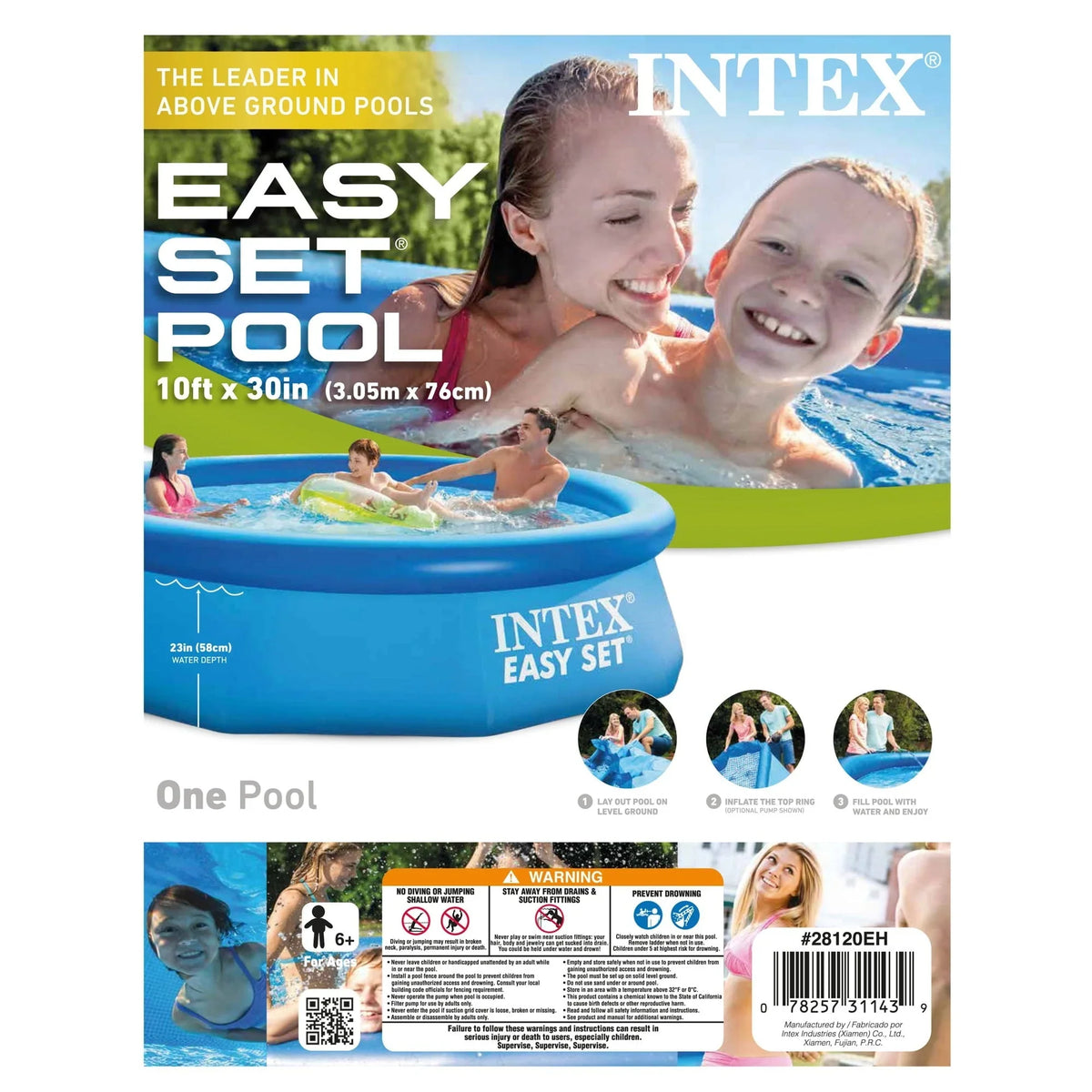 2026 NewIntex Easy Set 10 Ft x 30 In Above Ground Inflatable Round Swimming Pool