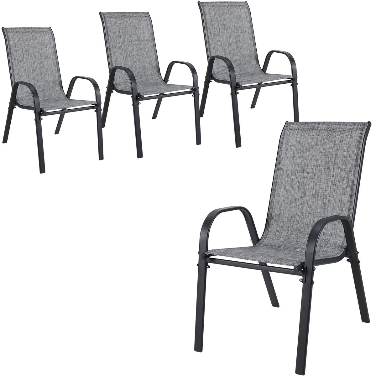 2026 NewPirecart Set of 4 Patio Dining Chairs, Textilene Outdoor Stacking Chairs for Poolside, Backyard, Garden