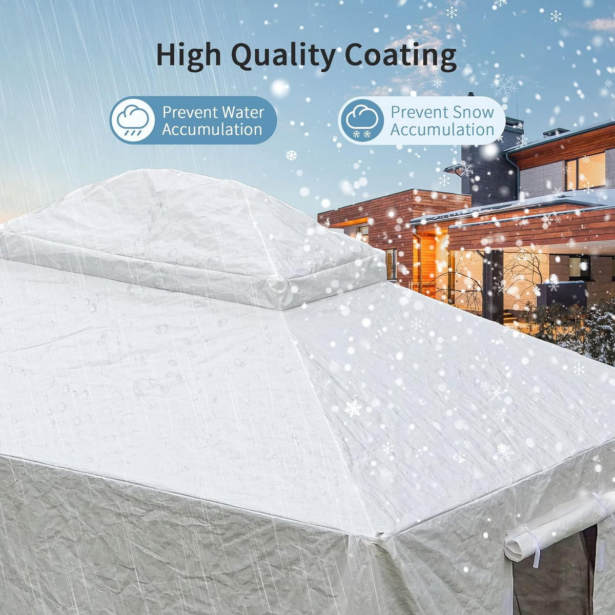 Domi 12 x 20ft Gazebo Winter Cover, Double Roof Universal Enclosure with Sidewalls & Mesh Windows, Waterproof for Hardtop Gazebos, White