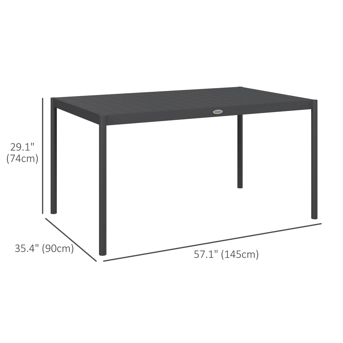 Outsunny Outdoor Dining Table w/ Aluminium Frame, Garden Table, Dark Grey