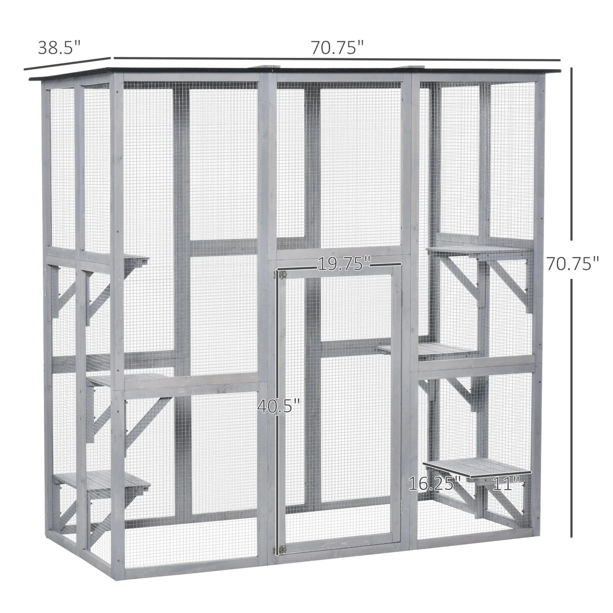 2026 NewPawHut Wooden Catio Enclosure with Weather Protection, 6 Platforms, Outdoor, Large, 71" x 38.5" x 71"