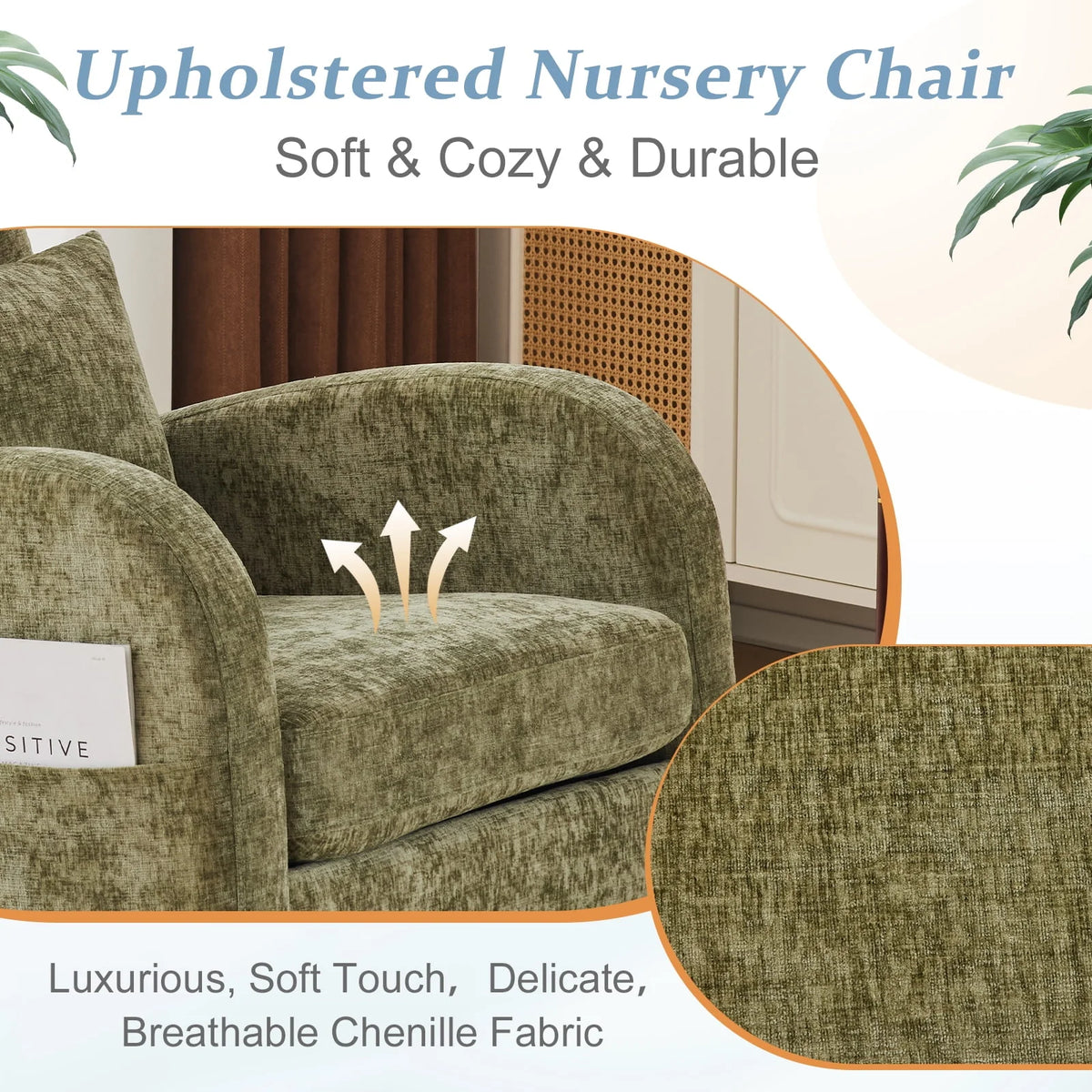 2026 NewKtaxon Rocking Accent Chair Glider Reading Chair Comfy Teddy Velvet Upholstered Single Sofa Rocker for Living Room, Nursery, Bedroom Beige