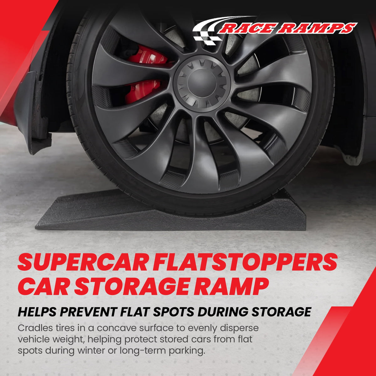 Race Ramps Supercar FlatStoppers, Tire Car Ramps for Storage, 16" Wide, Set of 4