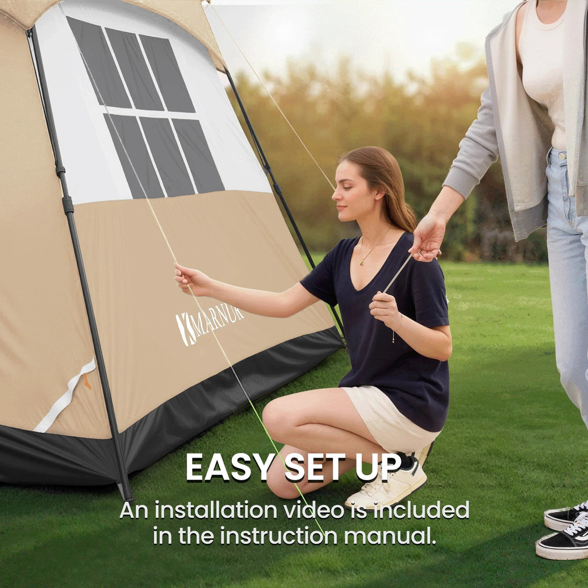 6 Person Instant Cabin Tent for Camping, Breathable Pop-up Tents with Carry Bag, Waterproof, Hiking & Traveling, White
