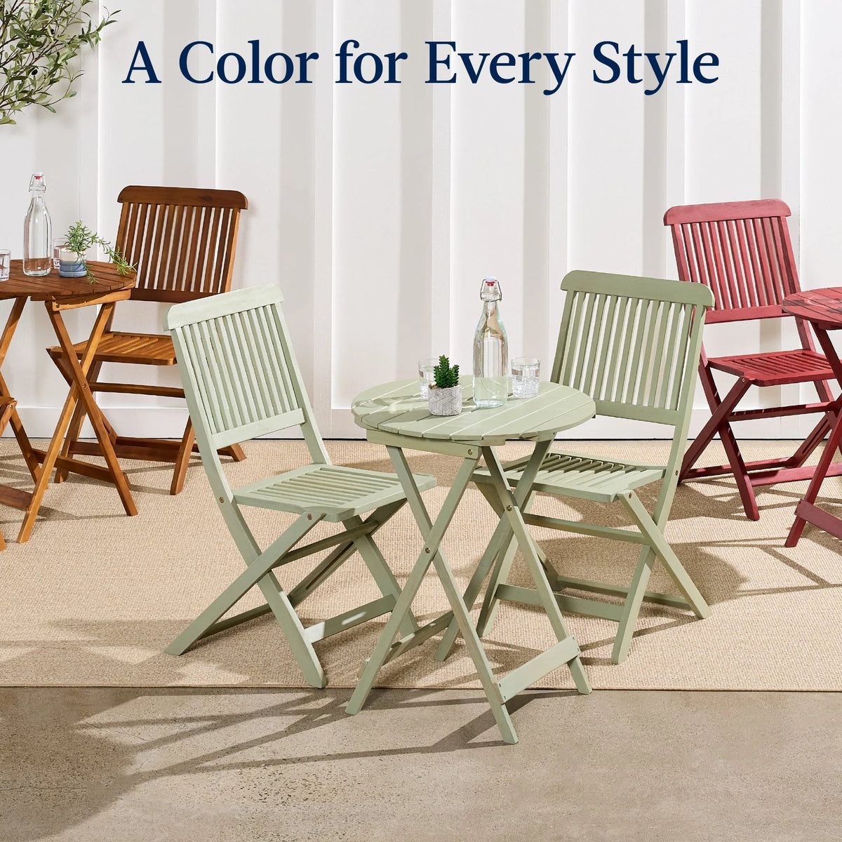 2026 NewBest Choice Products 3-Piece Acacia Wood Bistro Set, Folding Patio Furniture w/ 2 Chairs, Table - Natural