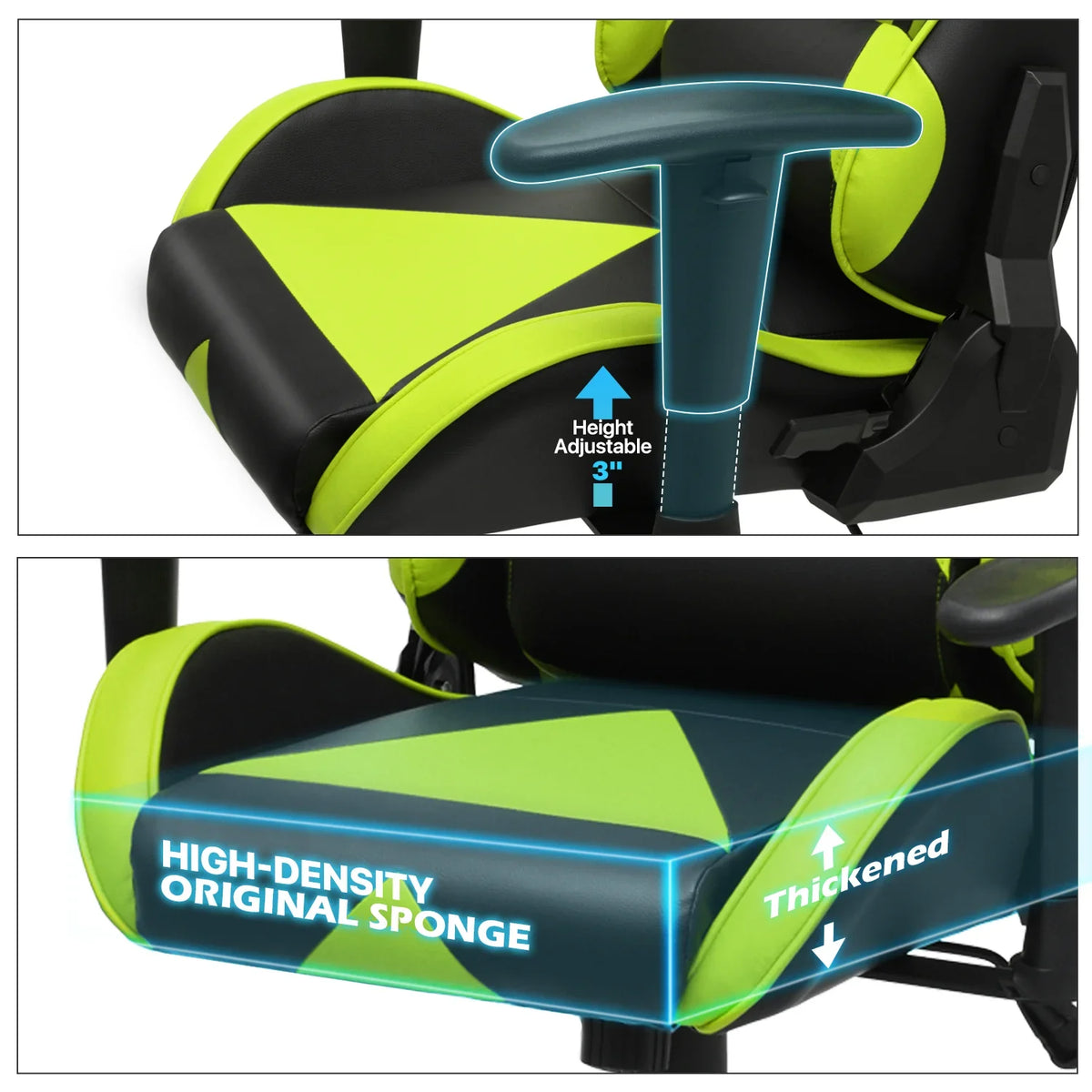 2026 NewMagshion Ergonomic Gaming Chair, Comfortable Gaming Chair, Computer Chair Leather Desk Chair Adjustable Swivel Gaming Office Chair, Blue