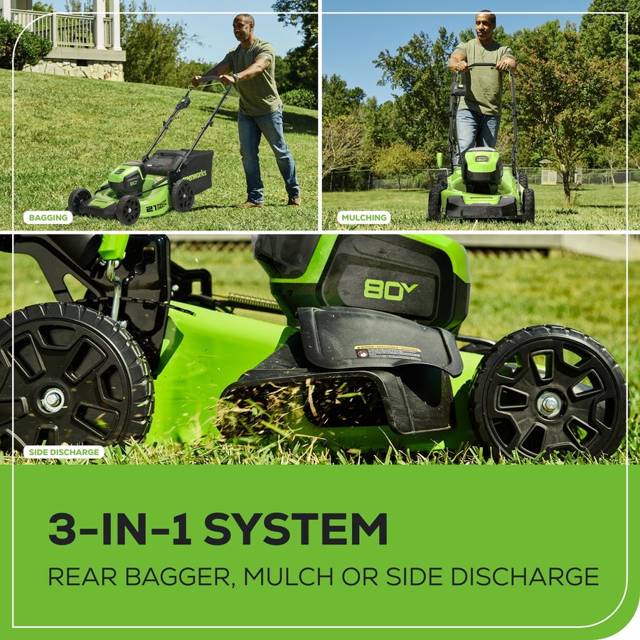 Greenworks 80V 21" Brushless Cordless Push Lawn Mower, 4.0 Ah Battery and Charger Included [75+ Compatible Tools]