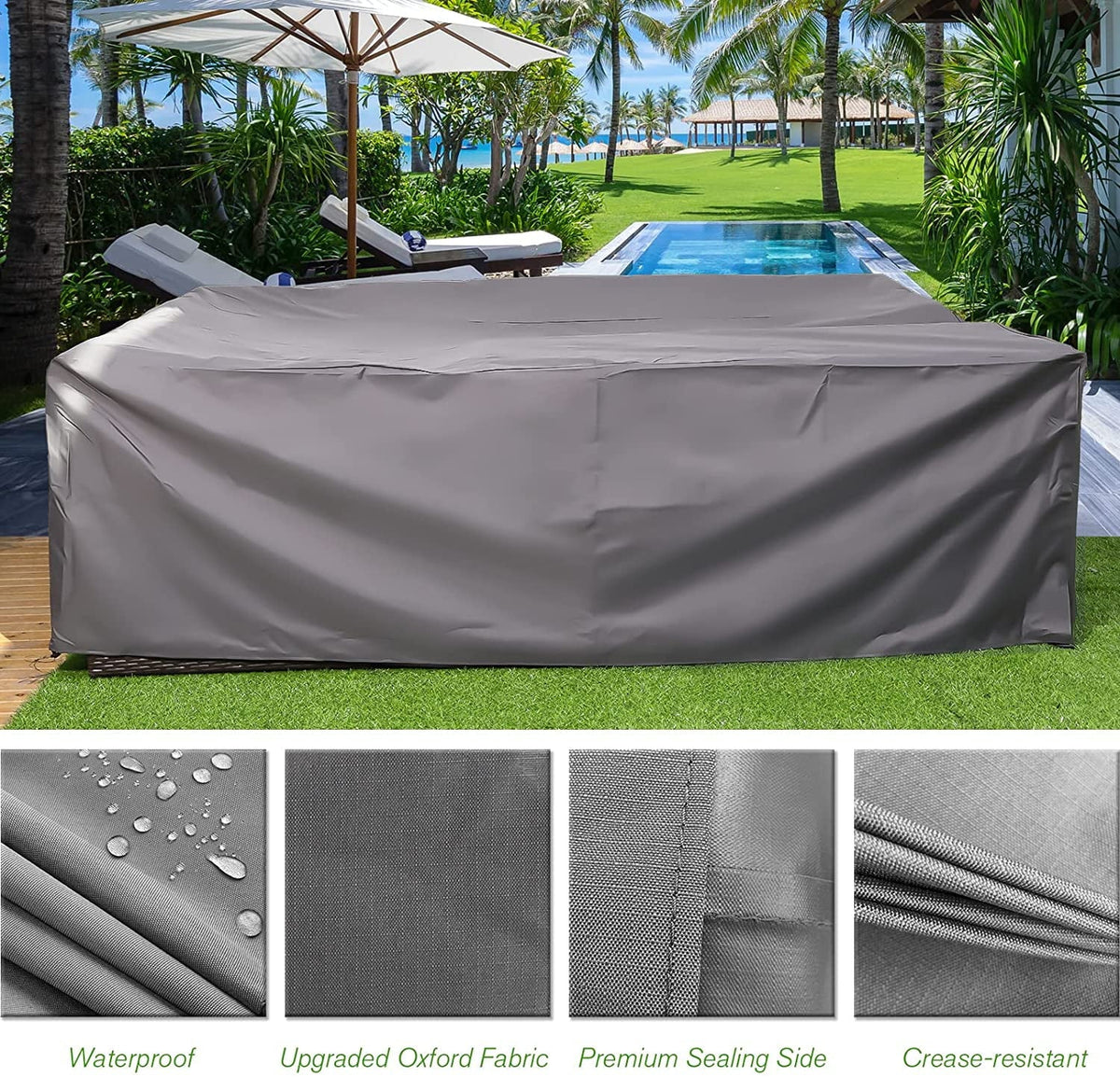 2026 NewAECOJOY 7 Piece Patio Furniture Set PE Rattan Outdoor Dining Set Sectional Sofa Couch with Table Patio Conversation Set in Gray