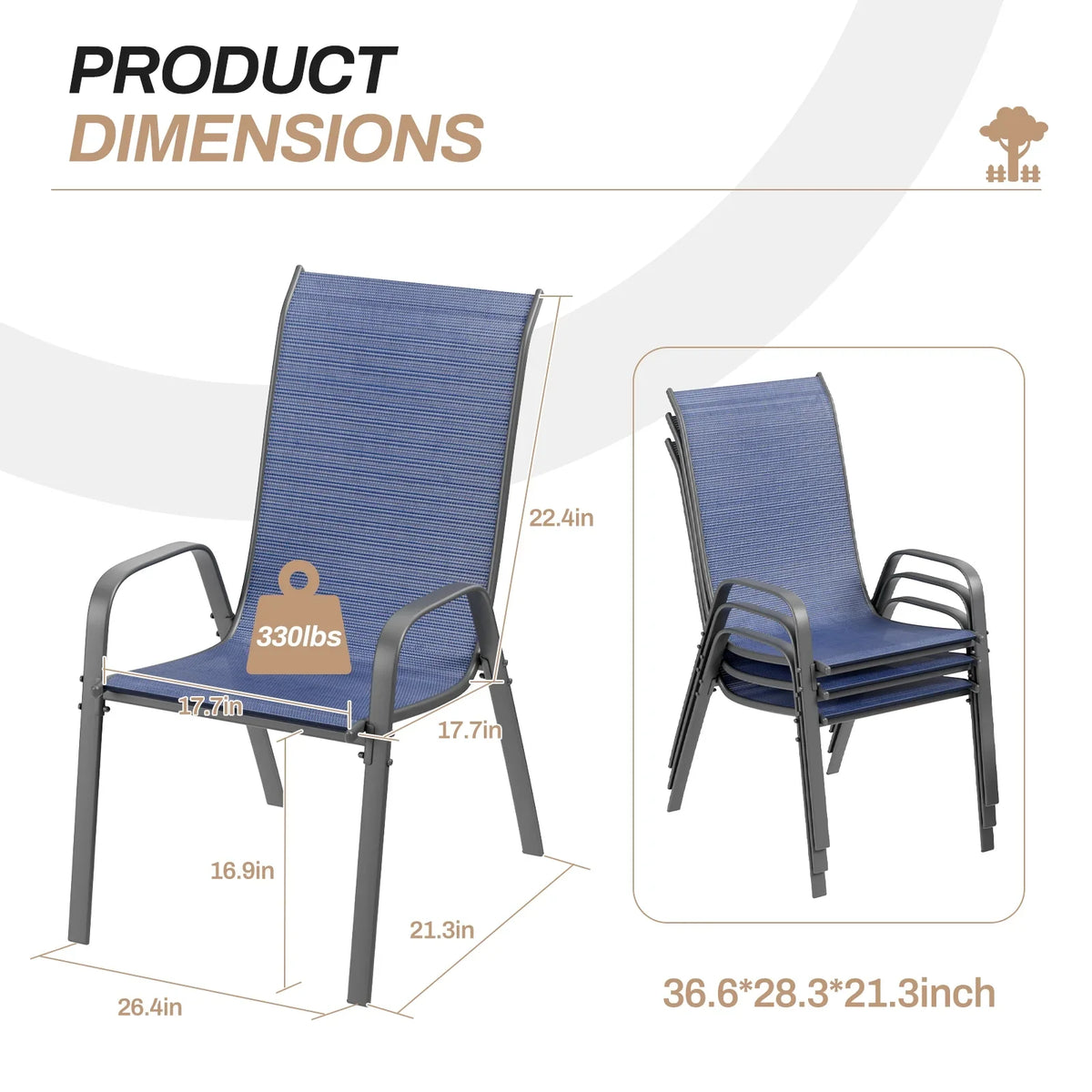 2026 NewArlopu 8Pcs Patio Dining Chairs Outdoor Stackable Armrest Chairs for Lawn Garden Backyard