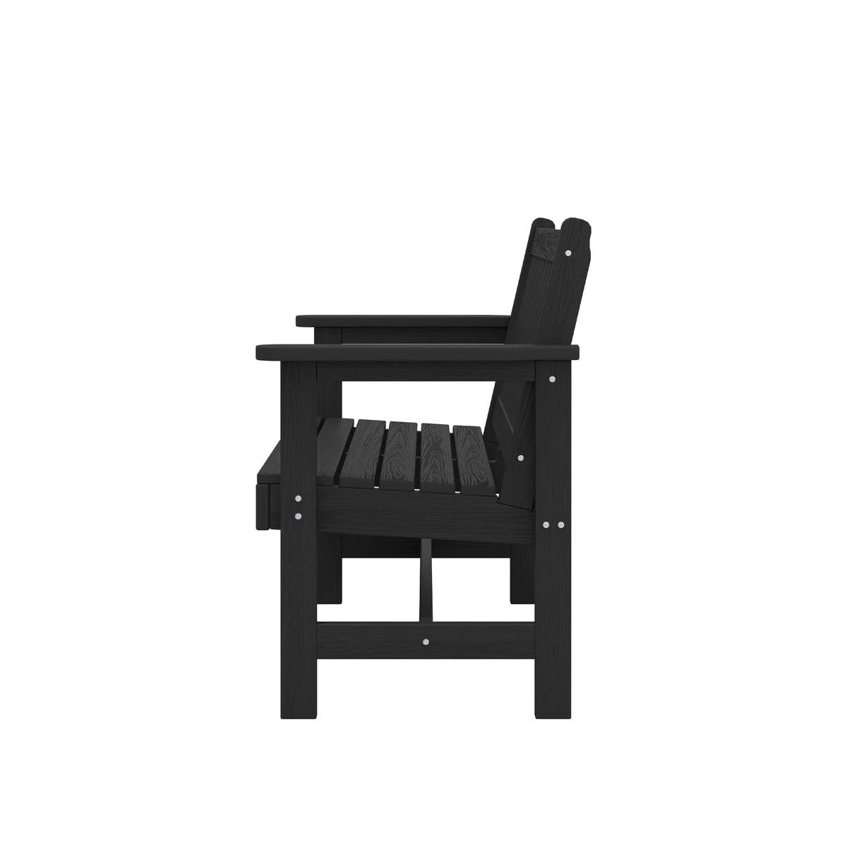2026 NewSERWALL Outdoor Bench for 2-Person, Weather-Resistant HDPE with Aluminum Reinforcement, Supports 660 lbs, Comfortable Seating for Patio, Garden, and Porch, Black