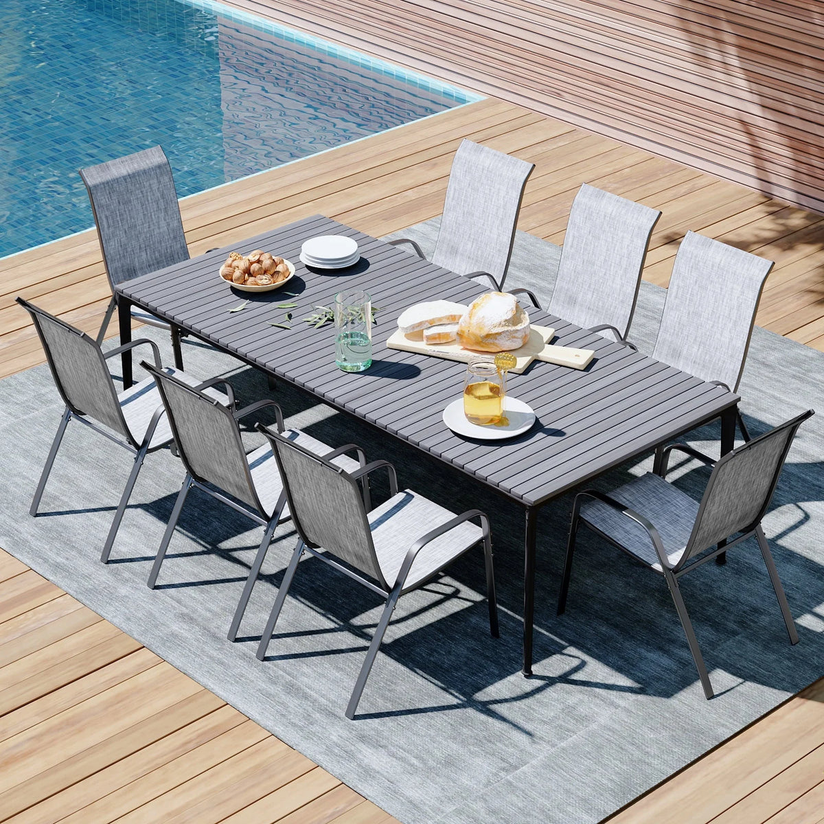 2026 NewPirecart Set of 4 Patio Dining Chairs, Textilene Outdoor Stacking Chairs for Poolside, Backyard, Garden