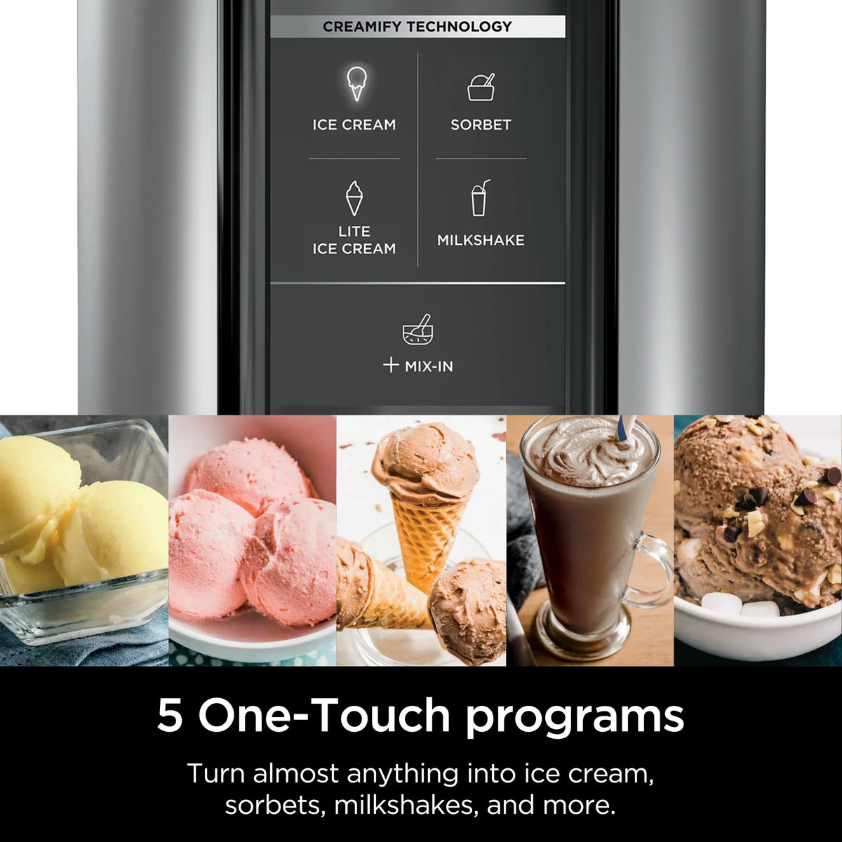 2026 NewNinja CREAMi Ice Cream Maker, for Gelato, Mix-ins, Milkshakes, Sorbet, Smoothie Bowls & More, 5 One-Touch Programs, with (2) 16 oz Pint Containers & Lids, Perfect for Kids, White, NC300WH