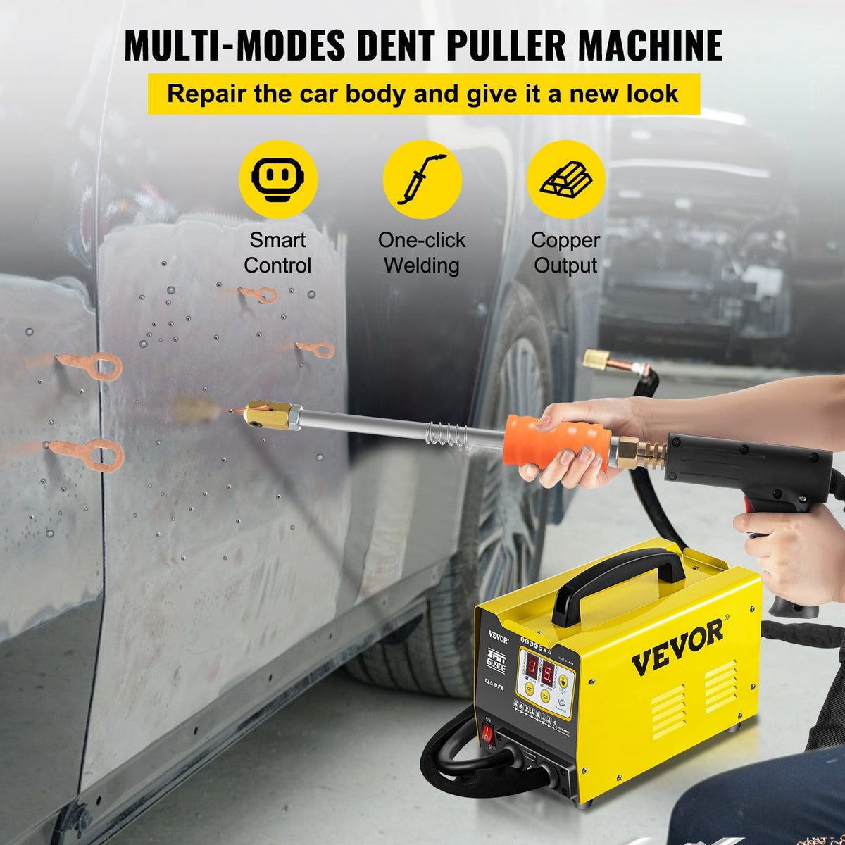 VEVOR G90E Vehicle Panel Spot Puller Dent Spotter 3500s Spot Dent Puller 3kw Spot Welding Machine Multispot Bonnet Door Repair 110v