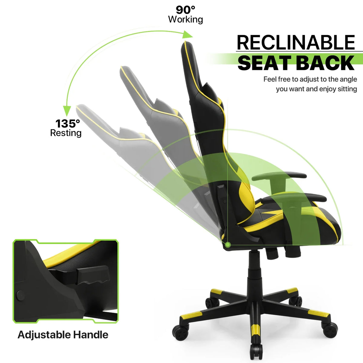 2026 NewMagshion Ergonomic Gaming Chair, Comfortable Gaming Chair, Computer Chair Leather Desk Chair Adjustable Swivel Gaming Office Chair, Blue