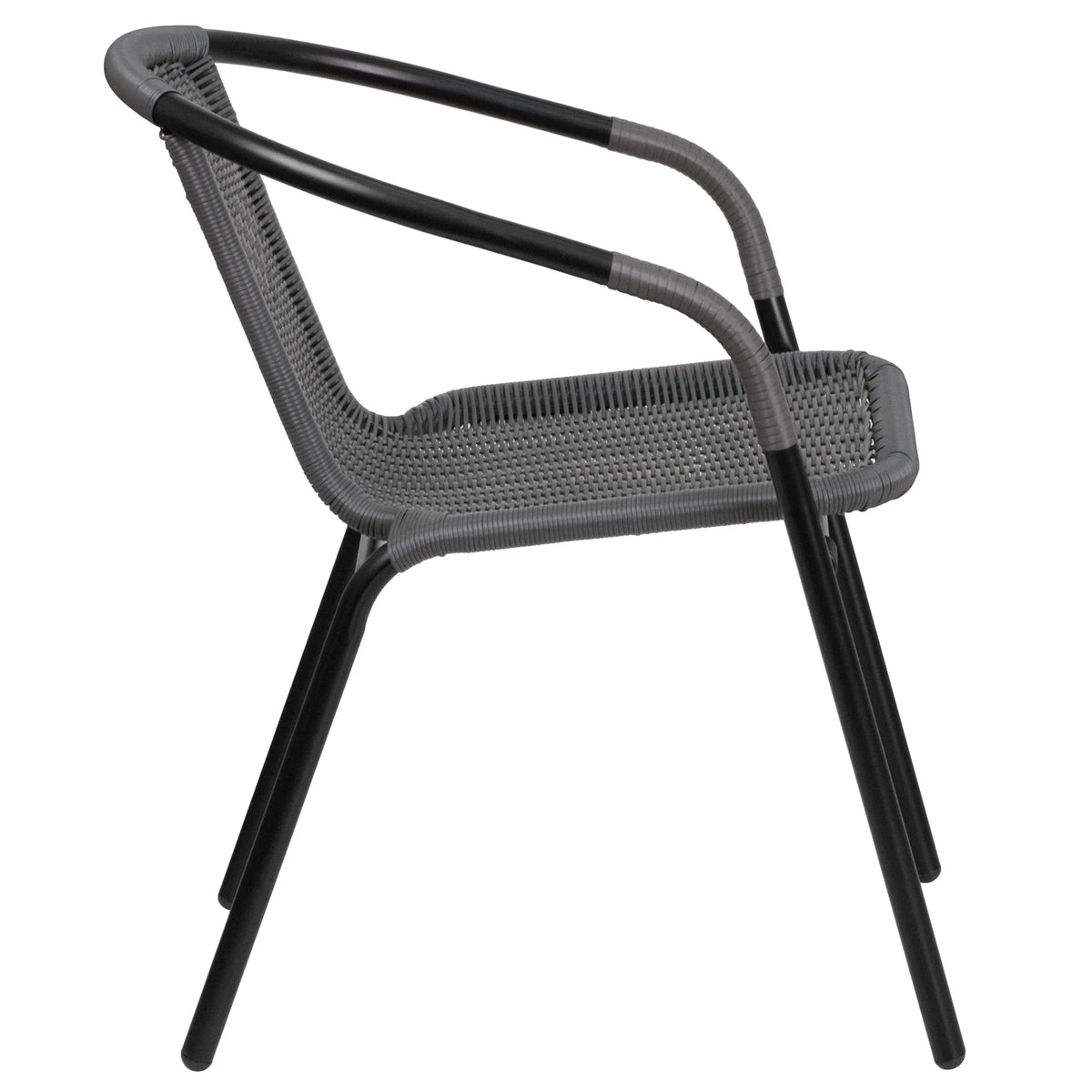 2026 NewEmma + Oliver Indoor/Outdoor Stacking Rattan Restaurant Patio Chairs, Set of 2, Gray