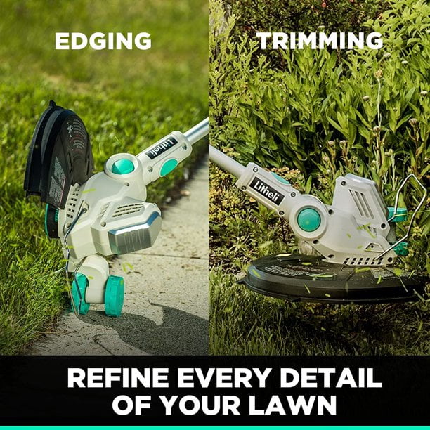 Litheli 40V Cordless String Trimmer, 13" Battery Powered Grass Trimmer & Wheeled Edger, Automatic Line Feed, 2.0Ah Battery and Charger, for Grass Trimming/Edging