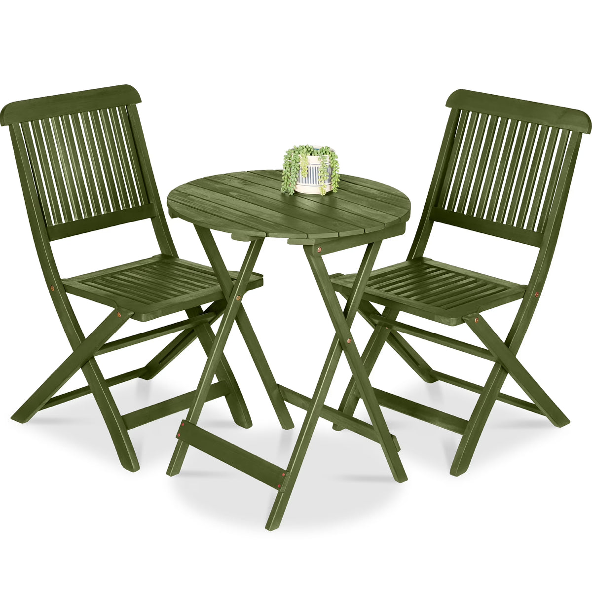2026 NewBest Choice Products 3-Piece Acacia Wood Bistro Set, Folding Patio Furniture w/ 2 Chairs, Table - Natural