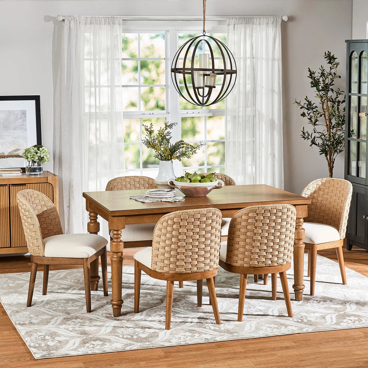 2026 NewMy Texas House Saylor Farmhouse Dining Chair Set, Natural Wood, Set of 2