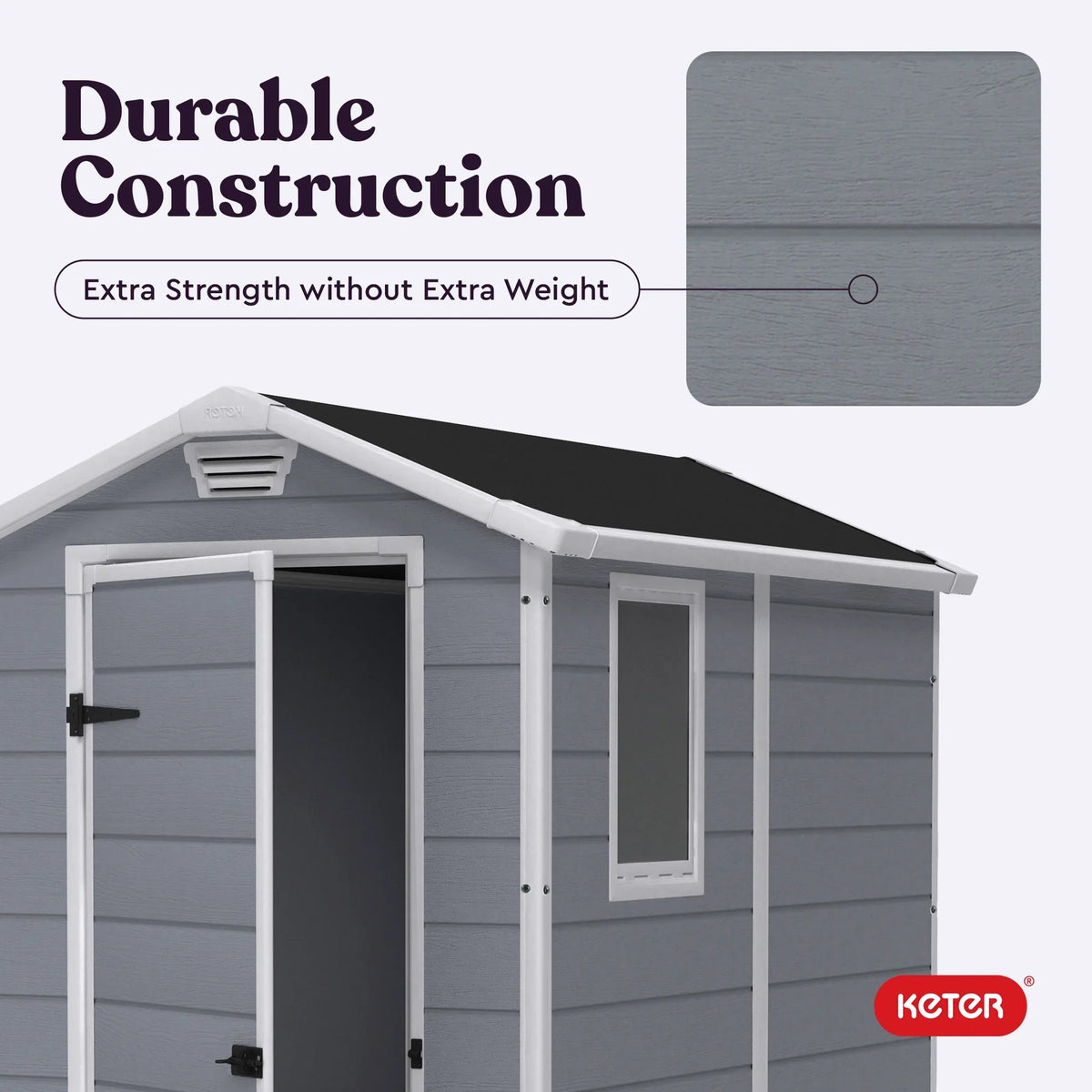 2026 NewKeter 213413 Manor DD 6 X 8 Foot All Weather Outdoor Storage Shed, Grey