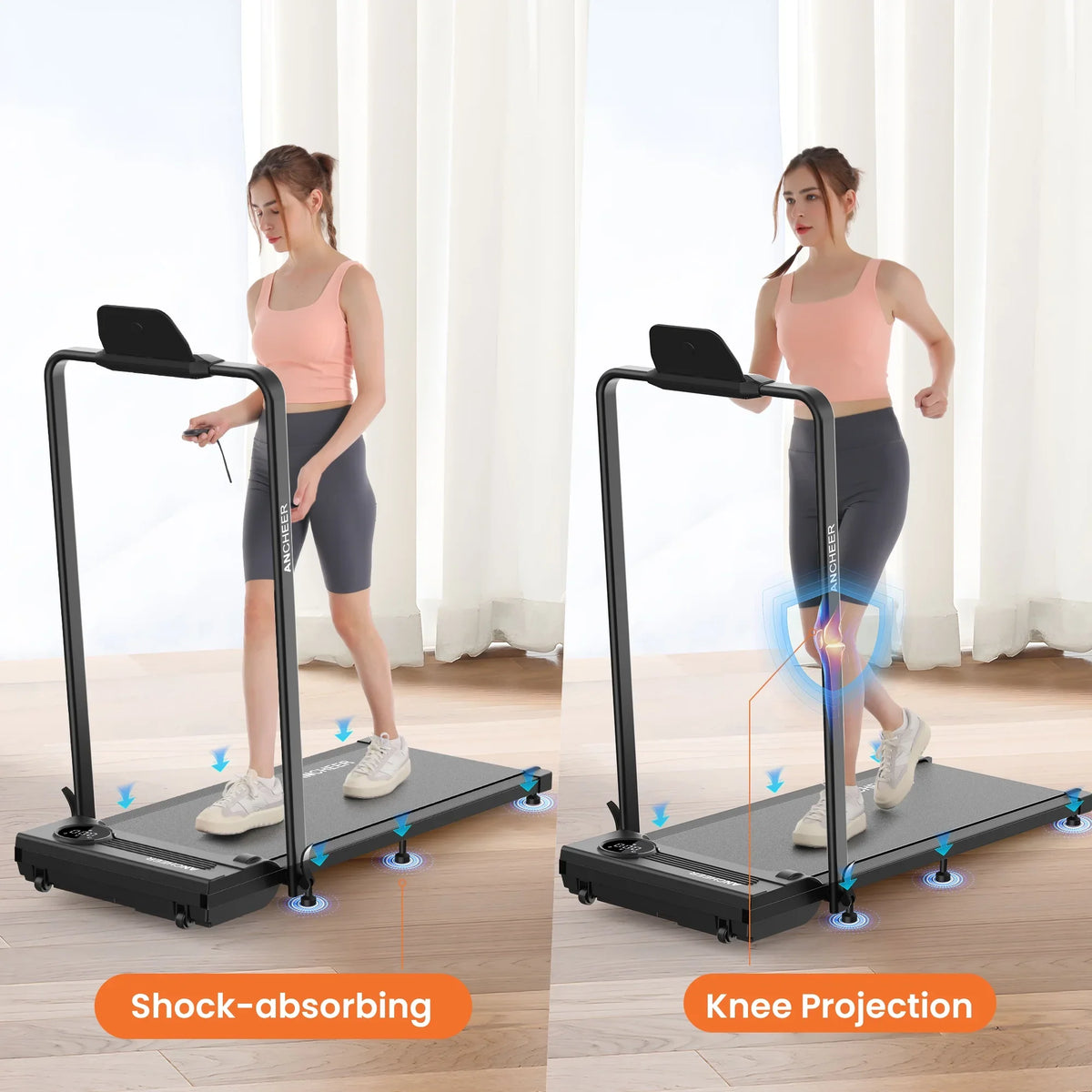2026 NewANCHEER Portable Folding Walking Pad 300lb, 7.5 MPH Under Desk Treadmill with Remote Control & LED Display,2 in 1 Walking Pad Treadmill for Home/Office/Exercise(Pink)