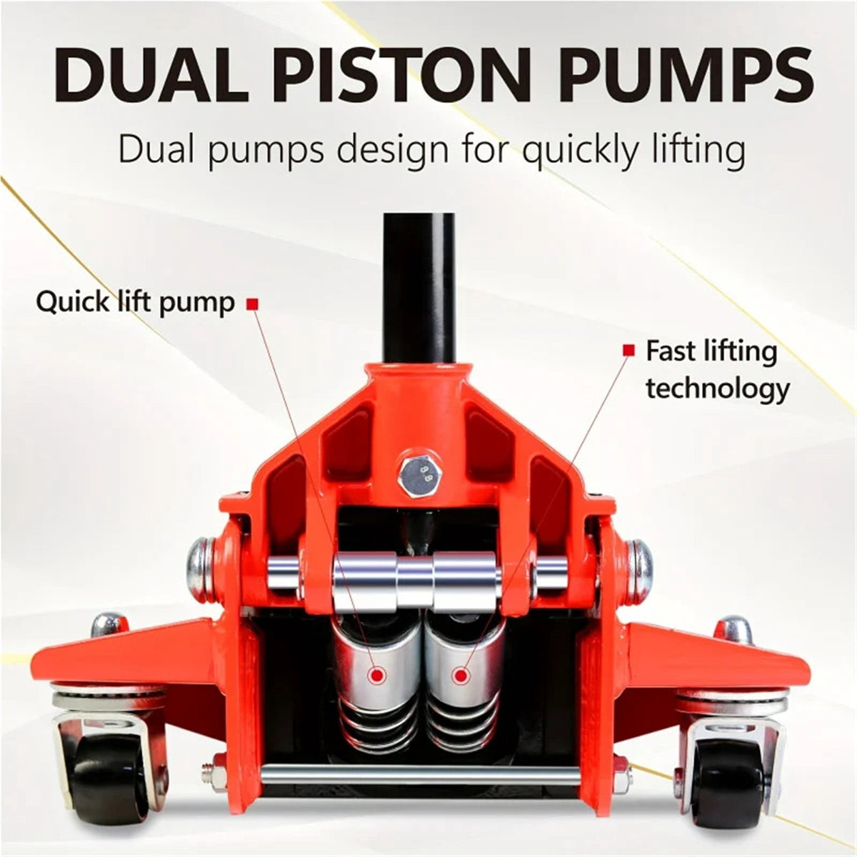 4t Low Profile Jack, Red And Black, Ultra Low Floor Jack With Dual Pistons Quick Lift Pump, Car Jack Hydraulic AutoLifts For Hom ,Easy to Operate
