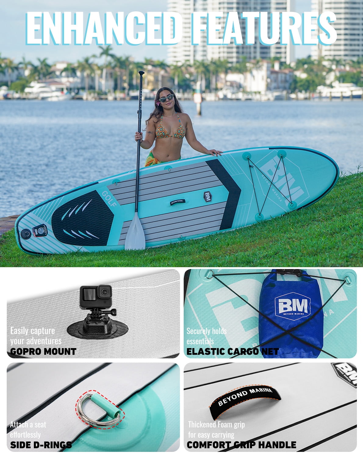 10'6" Inflatable Stand Up Paddle Board for Adults, Non-Slip EVA, Camera Mount, LAKEFOAM
