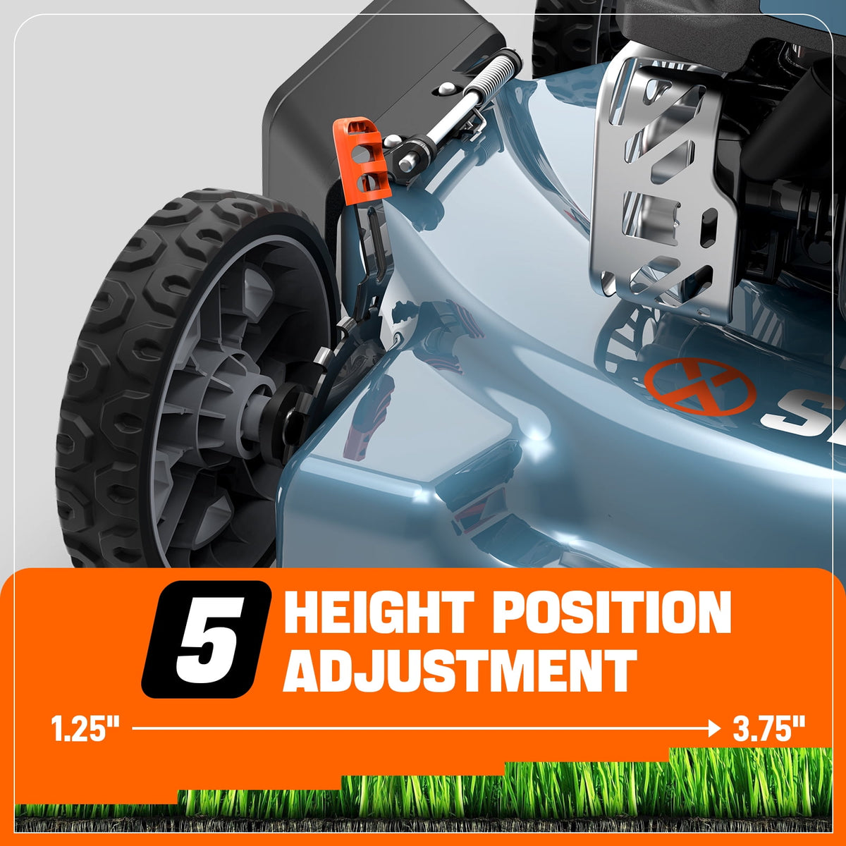 SENIX LSPG-L5 20" 144cc 4-Cycle Gas Powered Push Walk-Behind Lawn Mower, Side Discharge, 5-Position Height Adjustment