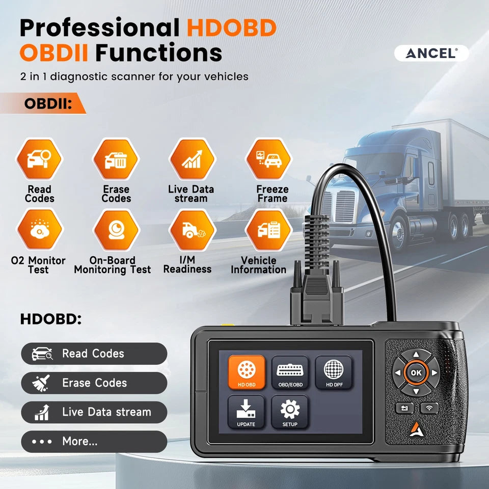 ANCEL Heavy Duty Truck Scanner OBD2 Tool for Vehicles