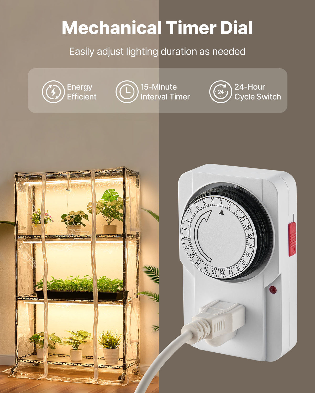 VEVOR Indoor Greenhouse with Grow Light, 59 in Tall 4-Tier Plant Stand with Clear Cover, Timer & Hygrometer, 180W Full Spectrum Grow Lights