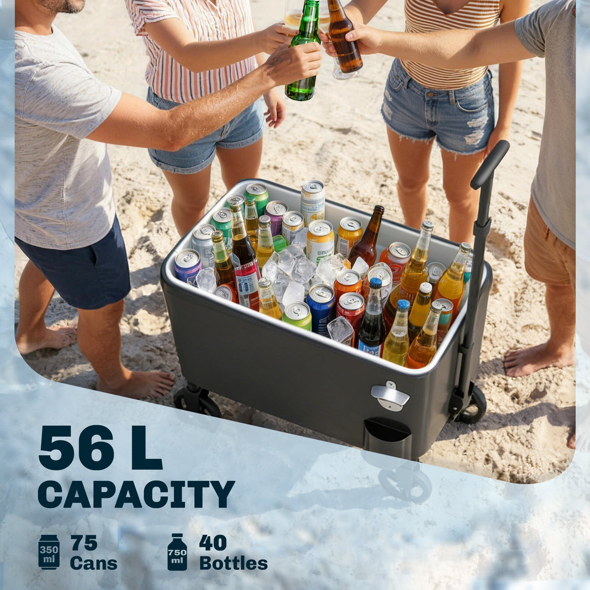 Outsunny Outdoor Patio Cooler Cart, Rolling Ice Chest with Wheels, Black