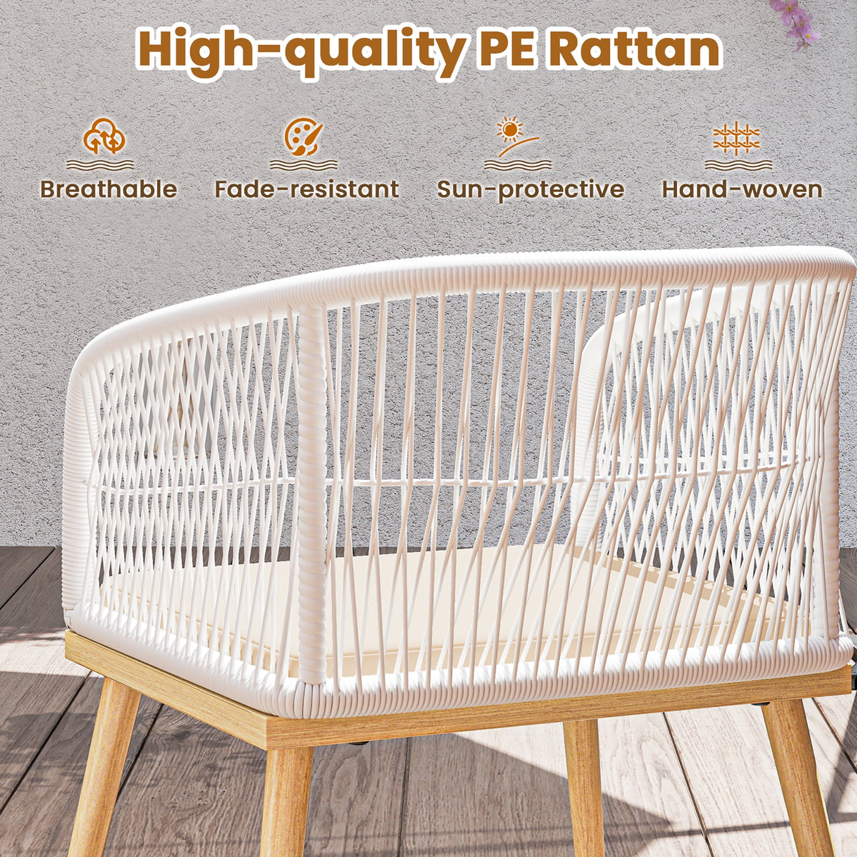 Gymax 3 Pieces Patio Bistro Set Outdoor PE Wicker Conversation Furniture Set