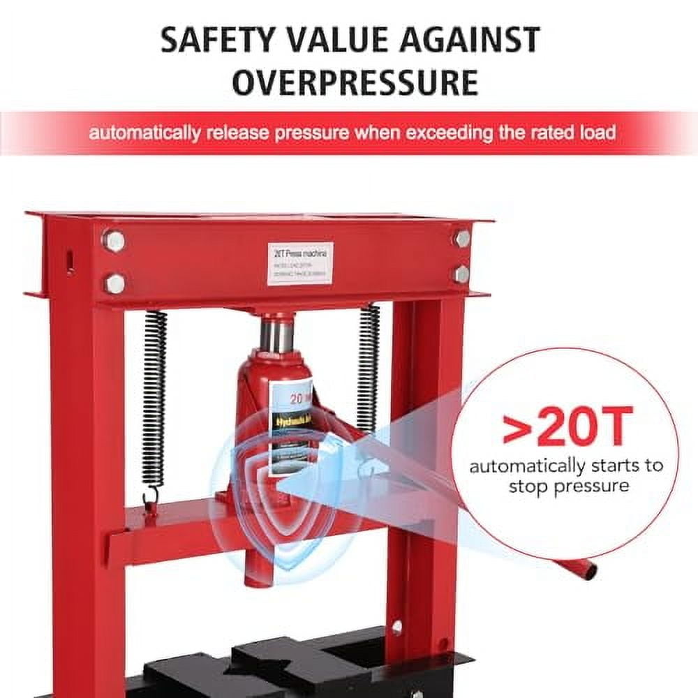 2025 New 6/12/20 Ton Hydraulic Press, Benchtop Hydraulic Shop Press, H-Frame Garage Floor Press with Press Plates, Adjustable Working Table Height