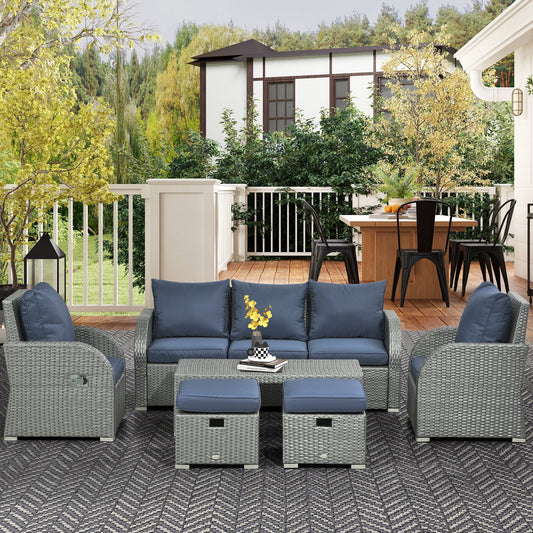 Outsunny Patio Furniture with Cushions, Dark Blue