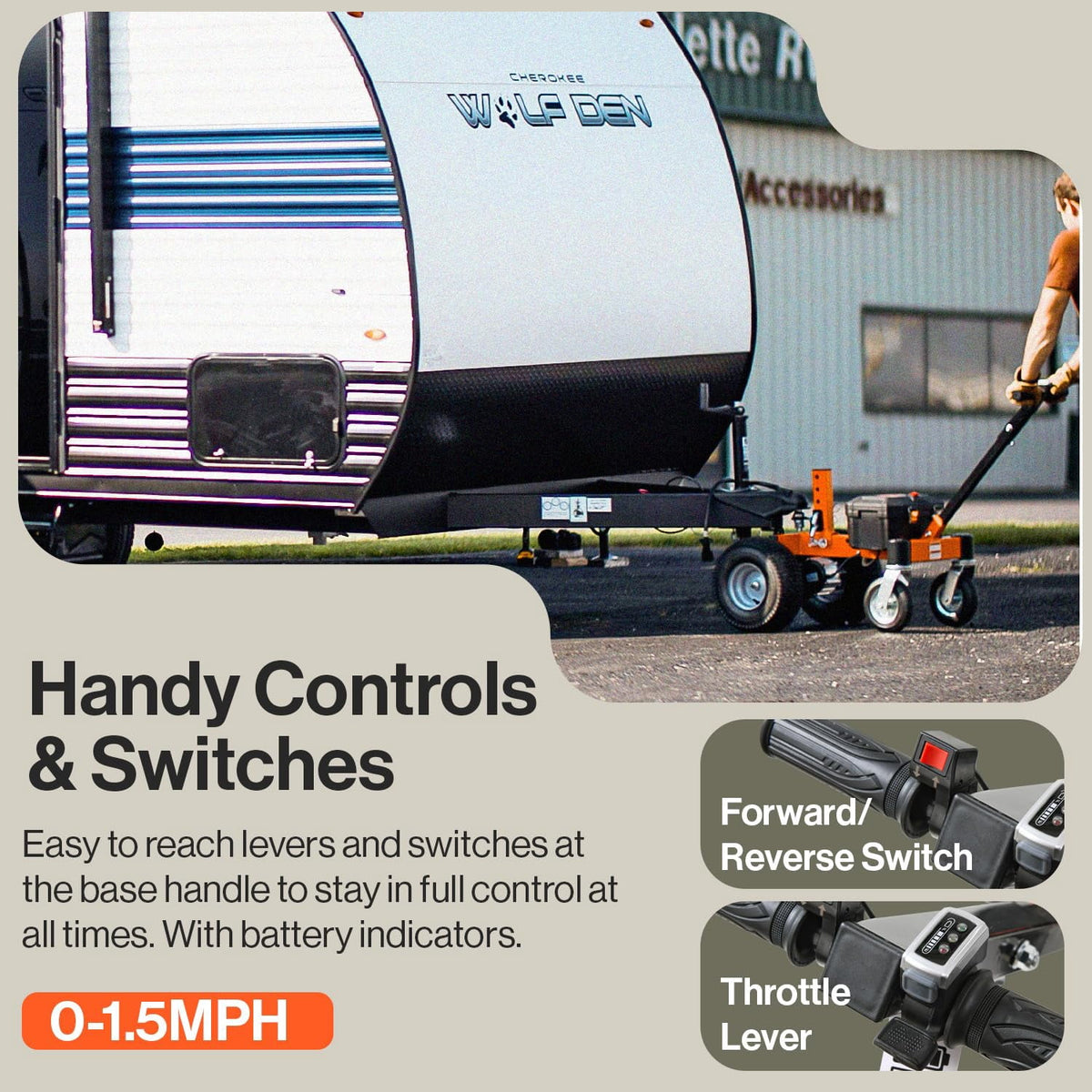SuperHandy Electric Trailer Dolly 3600 lbs Max Trailer Weight 600 lb Max Tongue Weight DC 24V 800W 7Ah w/Heavy Duty Commercial 2" Ball Hitch Mount