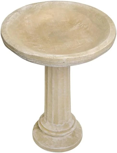 2026 NewSolid Rock Stoneworks 2 Piece Collanade Birdbath - 26" Tall - Desert Sand Color