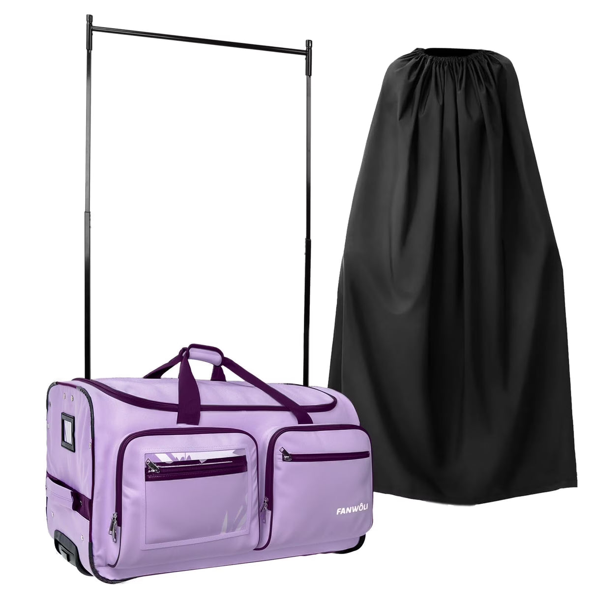 2026 NewFegat Dance Bag with Garment Rack - 28"Collapsible Rolling Competition Dance Duffle Bag Lightweight Costume Wheeled Suitcase for Dancers Shows Livestreamer Athletes