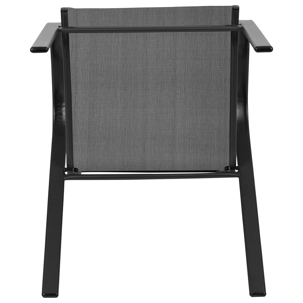 2026 NewBizChair 5 Pack Black Outdoor Stack Chair with Flex Comfort Material and Metal Frame