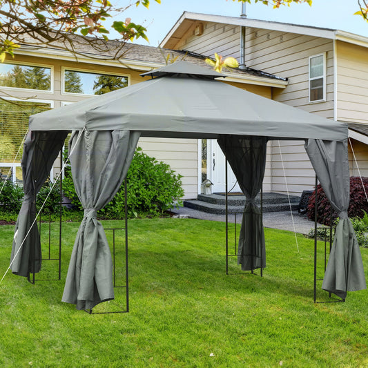 Outsunny 10' x 10' Patio Gazebo Outdoor, Canopy Shelter, Dark Grey