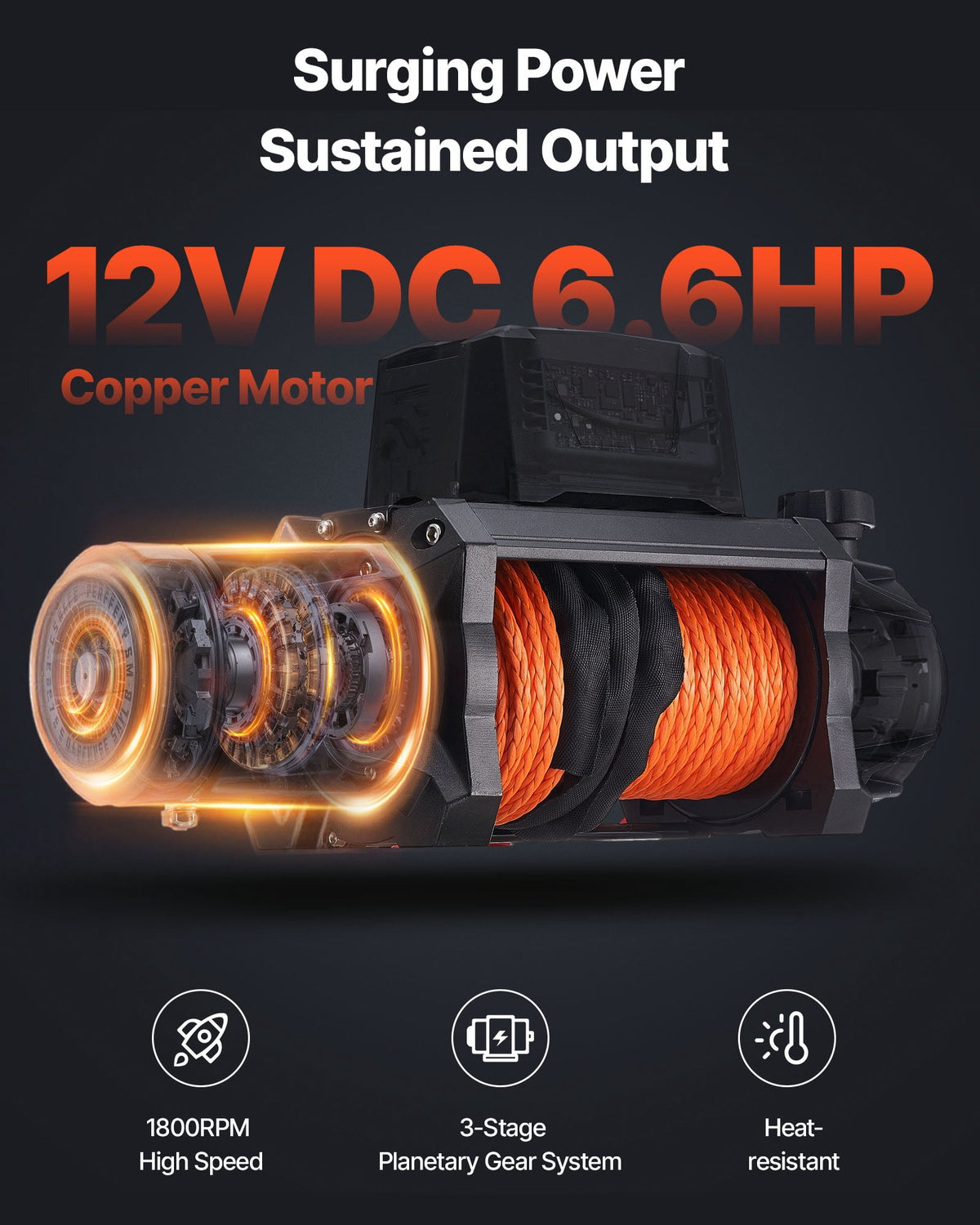 VEVOR Electric Winch, 12000 lbs Load Capacity, 12V DC Truck Winch with Φ3/8 in x 92 ft Synthetic Rope, Wireless & Wired Remote Control, IP67 Waterproof for Towing Off-Road SUV Jeep Trailer Boat