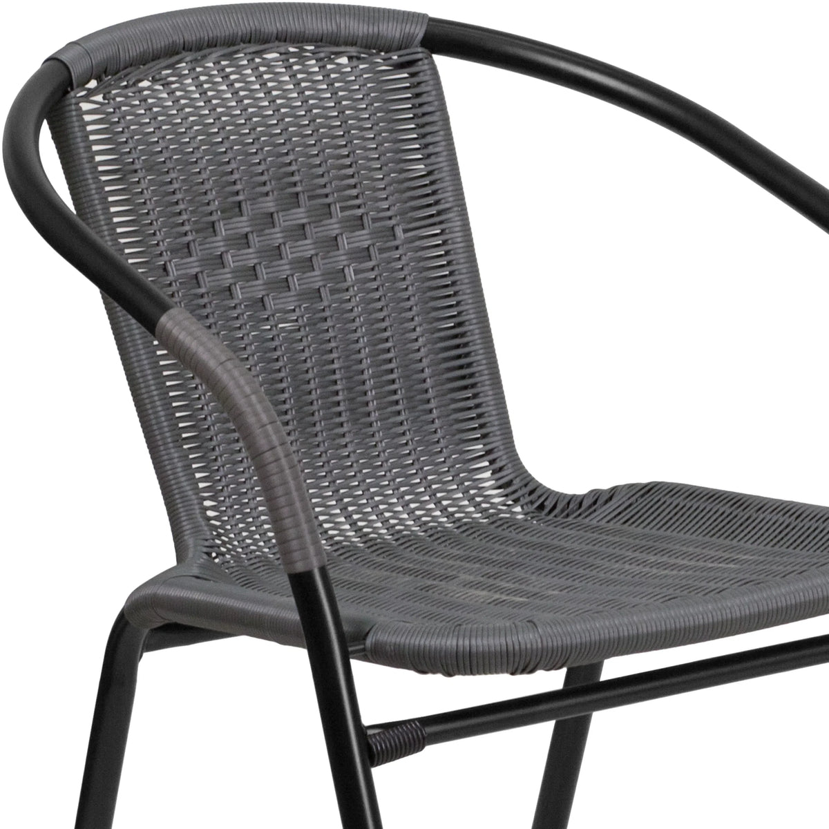 2026 NewEmma + Oliver Indoor/Outdoor Stacking Rattan Restaurant Patio Chairs, Set of 2, Gray