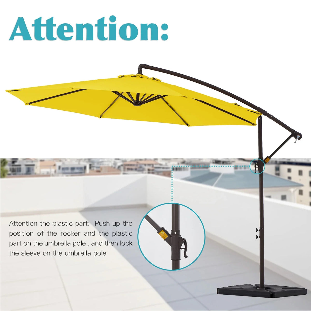 2026 NewJUSTLET 10ft Heavy Duty Patio Hanging Offset Cantilever Patio Umbrella W/ 4-Piece Base Included Included, Beige