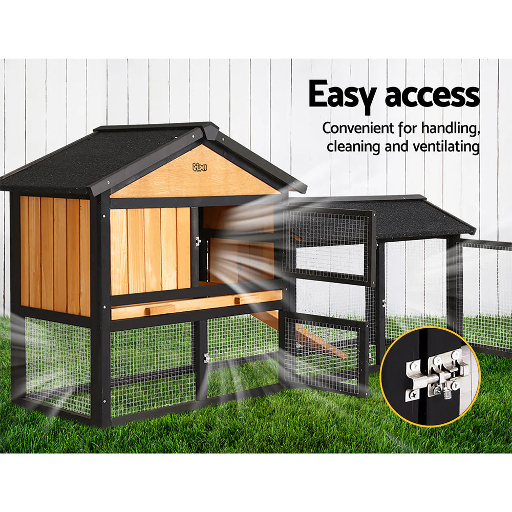 Extra Large Wooden Outdoor Chicken Coop Rabbit Hutch with Run - i.Pet