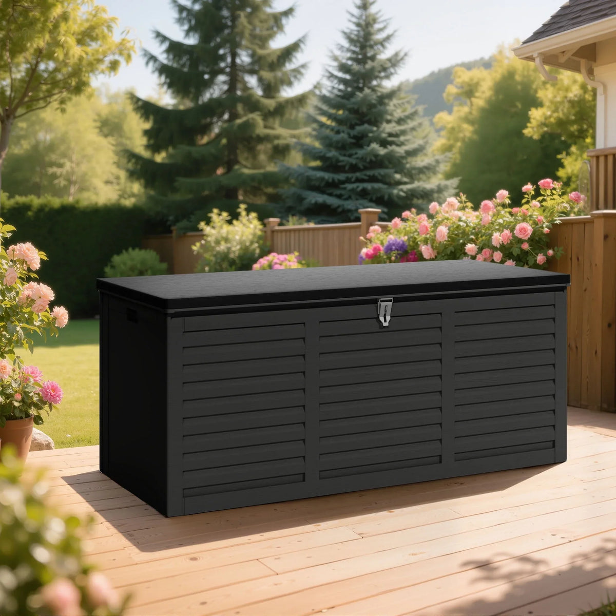 2026 NewOutdoor Storage Box, 130GAL Waterproof Deck Box, Lockable Pool Patio Storage Indoor Toy Box, Outdoor Storage Bench for Porch, Max Load Weight 500LBS