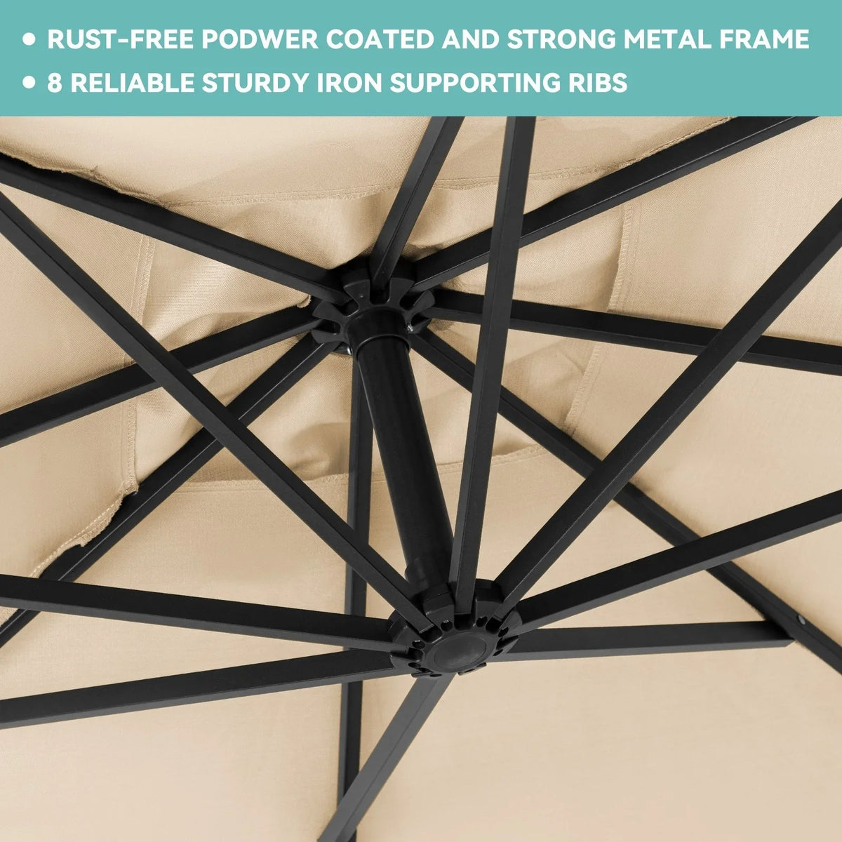 2026 NewJUSTLET 10ft Heavy Duty Patio Hanging Offset Cantilever Patio Umbrella W/ 4-Piece Base Included Included, Beige