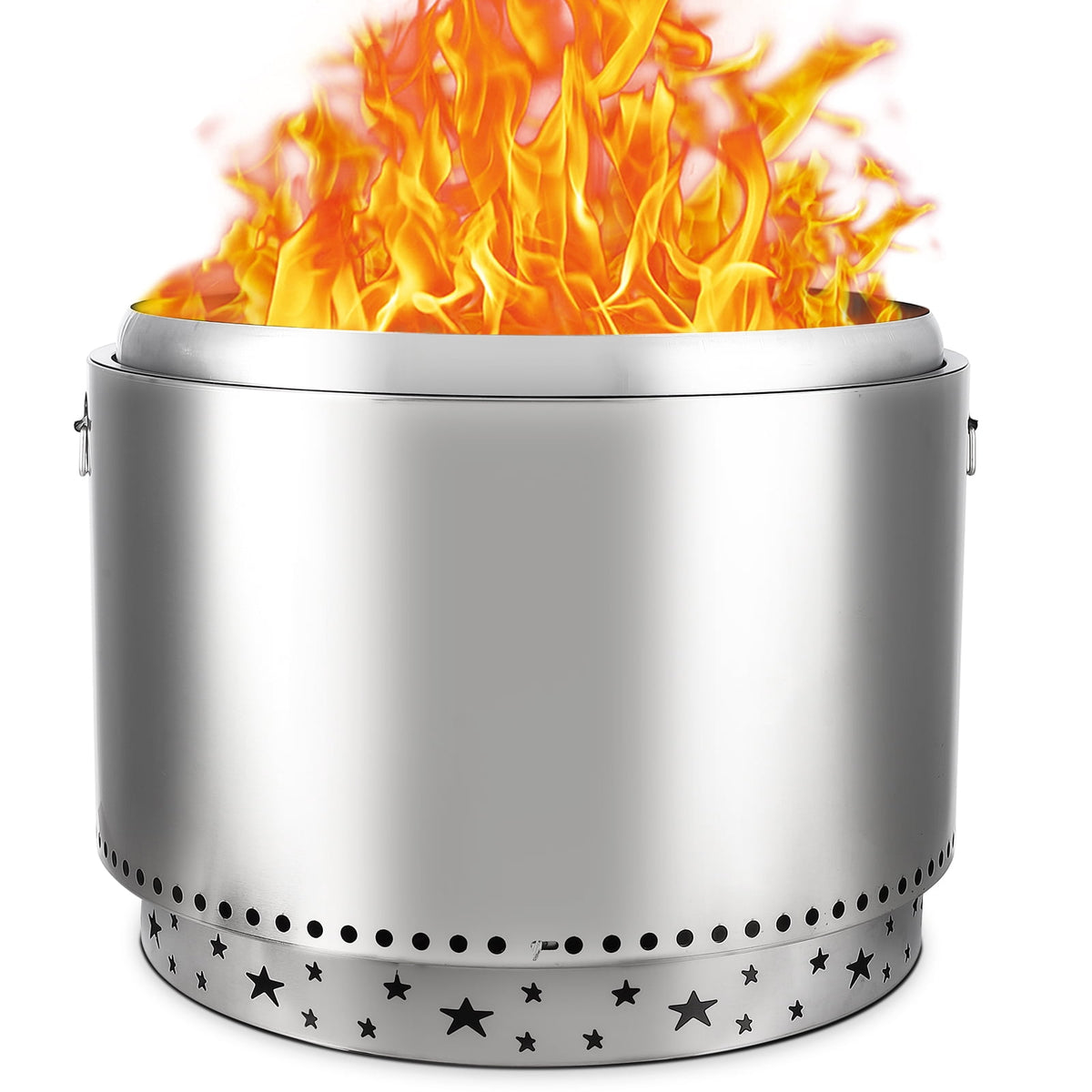 EDTara Portable 27'' Smokeless Fire Pit, Outdoor Stainless Steel Wood Burning Stove with Star Hollow Pattern, Perfect for Camping