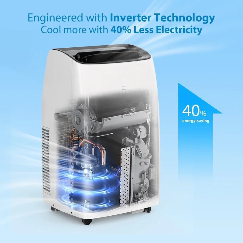 2026 NewPortable Air Conditioners, 14000 BTU Air Conditioner for Rooms Up to 750 Sq.Ft, AC Unit with Heat, Sleep Mode, Dehumidifier, Fan, Remote Control, 24H Timer, Easy Setup for Bedrooms, Black Top