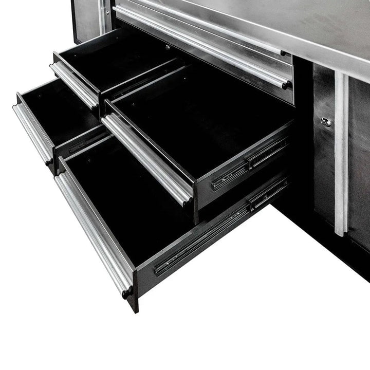 TMG Industrial Stainless Steel Workbench, 7', TMG Heavy Series, 7 Lockable Drawers, 2 Storage Cabinets, All-in-One Welded Frame, TMG-WB707S