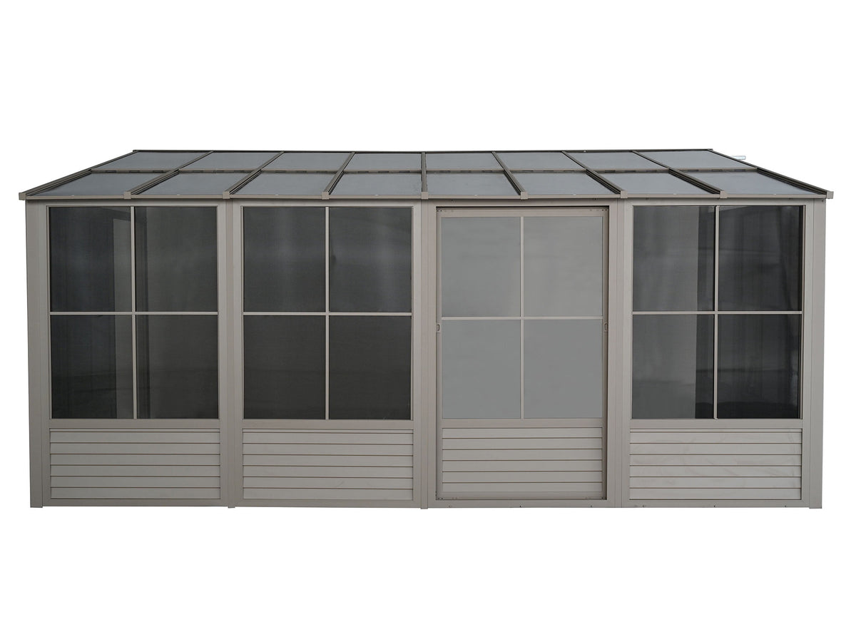 Gazebo Penguin Florence 10 ft x 16 ft Polycarbonate Roof Wall Mounted Solarium - Sand